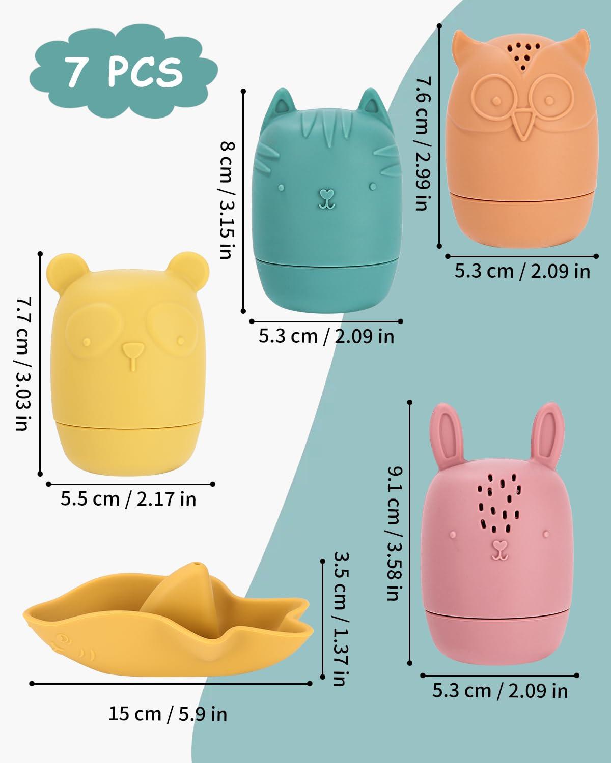 Activity-board  Badespielzeug, 7 Stück Silikon-Badetiere, Badespielzeug Baby 