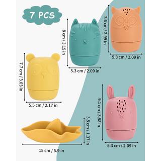 Activity-board  Badespielzeug, 7 Stück Silikon-Badetiere, Badespielzeug Baby 