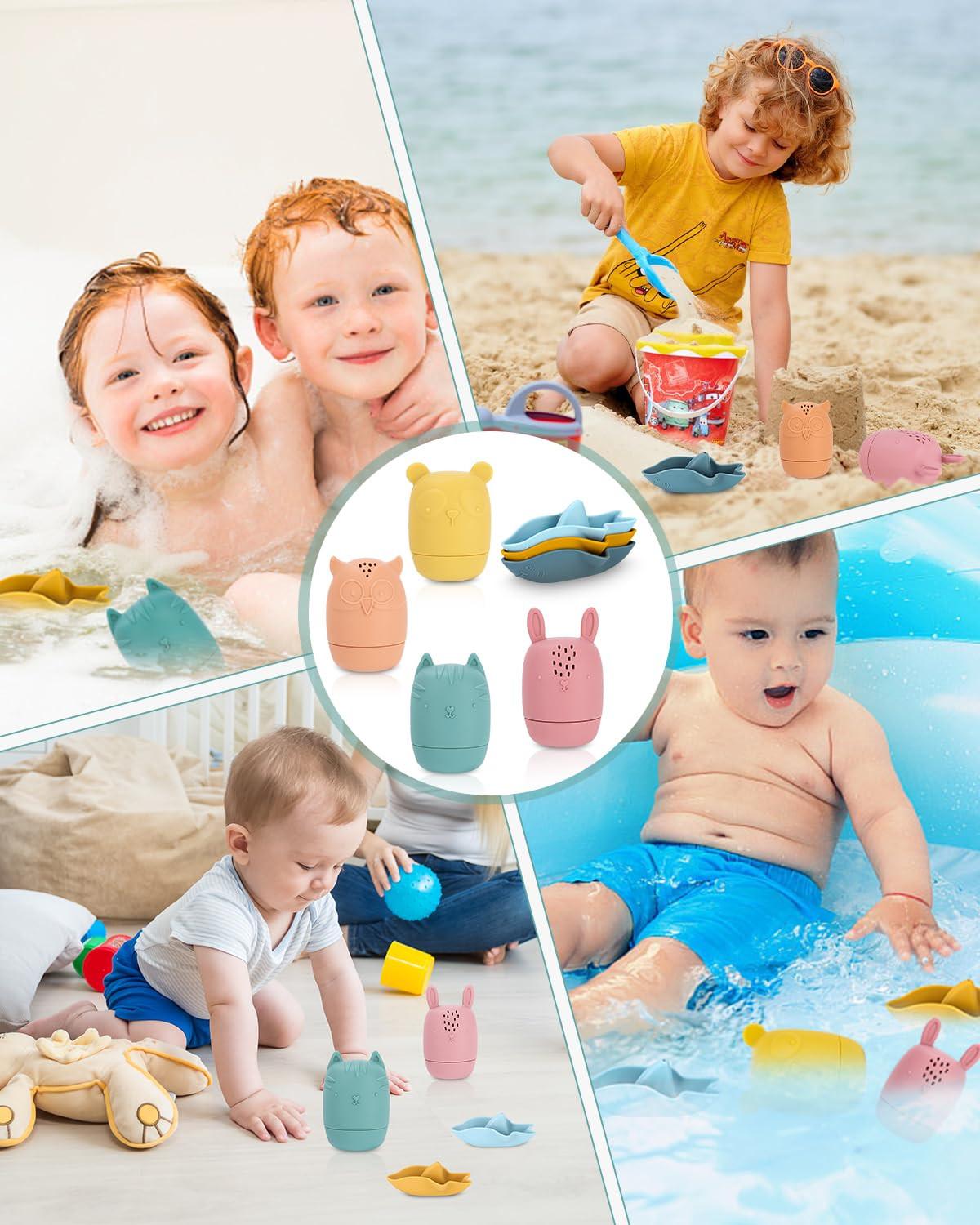 Activity-board  Badespielzeug, 7 Stück Silikon-Badetiere, Badespielzeug Baby 