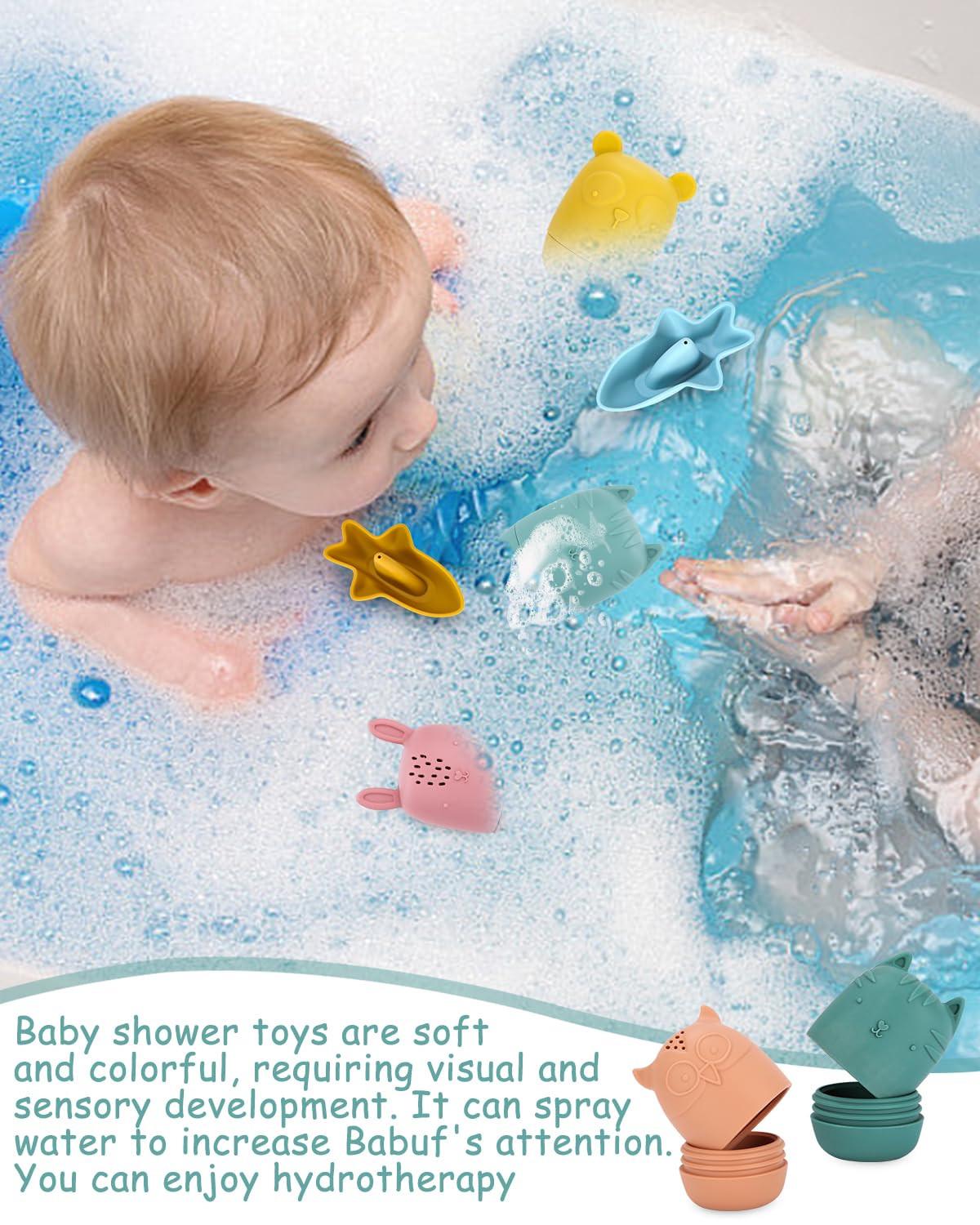 Activity-board  Badespielzeug, 7 Stück Silikon-Badetiere, Badespielzeug Baby 