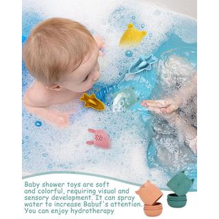 Activity-board  Badespielzeug, 7 Stück Silikon-Badetiere, Badespielzeug Baby 