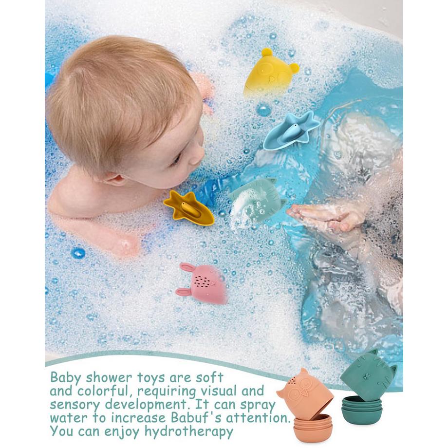 Activity-board  Badespielzeug, 7 Stück Silikon-Badetiere, Badespielzeug Baby 