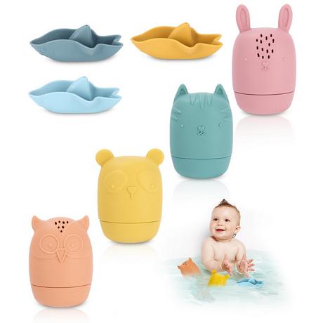 Activity-board  Badespielzeug, 7 Stück Silikon-Badetiere, Badespielzeug Baby 