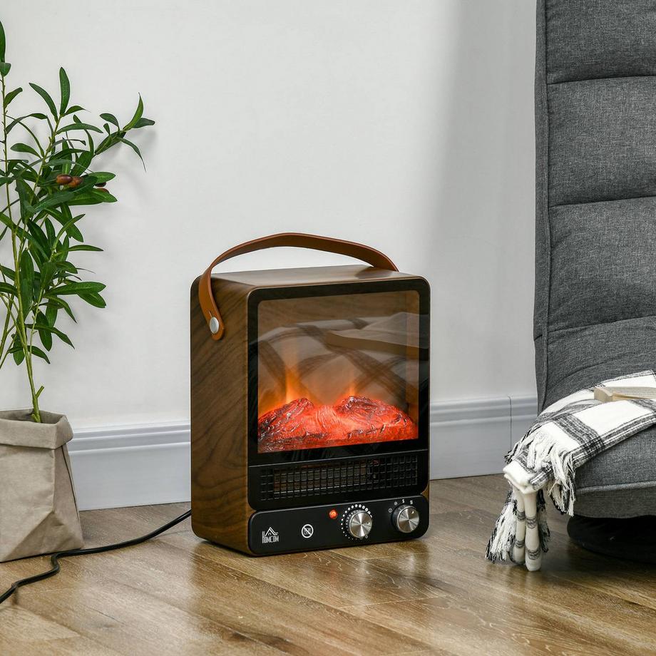 Northio  Cheminée Électrique À Effet Flamme, Cheminée Sur Pied Silencieuse Avec Poignée, Cheminée Orientable, Chauffage Intérieur 750/1500W Avec Protection Contre La Surchauffe 