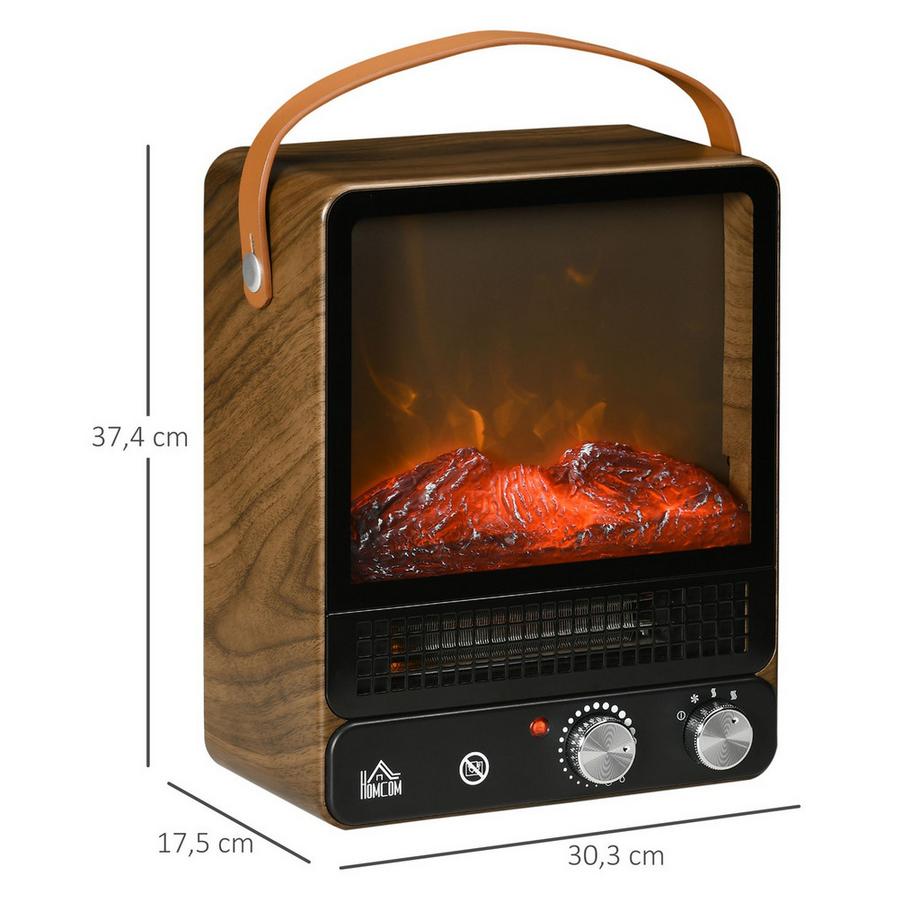 Northio  Cheminée Électrique À Effet Flamme, Cheminée Sur Pied Silencieuse Avec Poignée, Cheminée Orientable, Chauffage Intérieur 750/1500W Avec Protection Contre La Surchauffe 