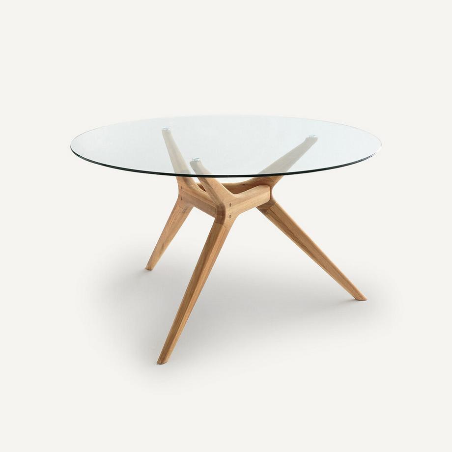 AM.PM Runder Tisch Maricielo aus Glas und massiver Eiche  