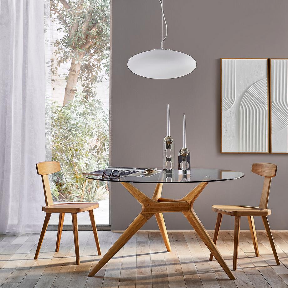 AM.PM Runder Tisch Maricielo aus Glas und massiver Eiche  