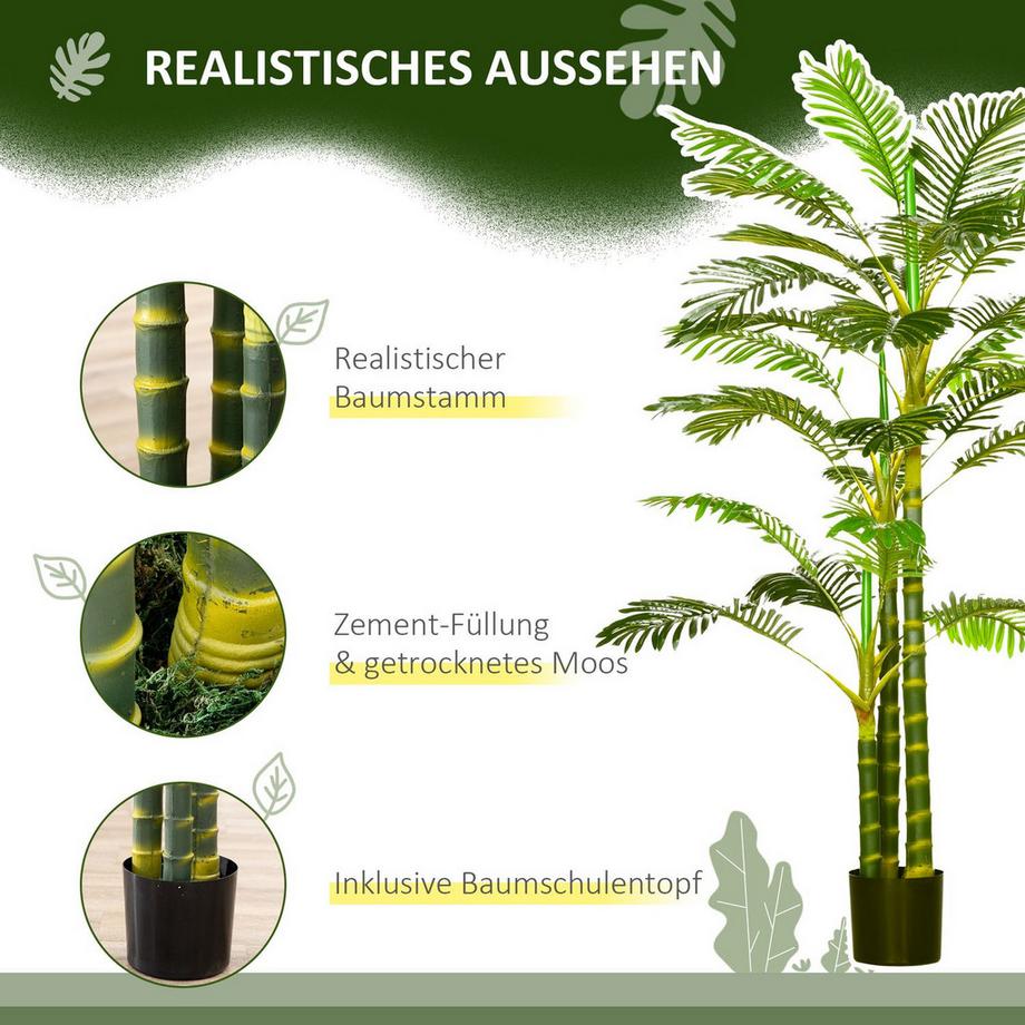 Northio Künstliche Palme 190 cm Kunstpflanze, Plastik künstliche Pflanzen im Topf Kunstpalme, Fake Plant für Wohnzimmer Schlafzimmer Büro Garten moderne Dekoration Geschenk  