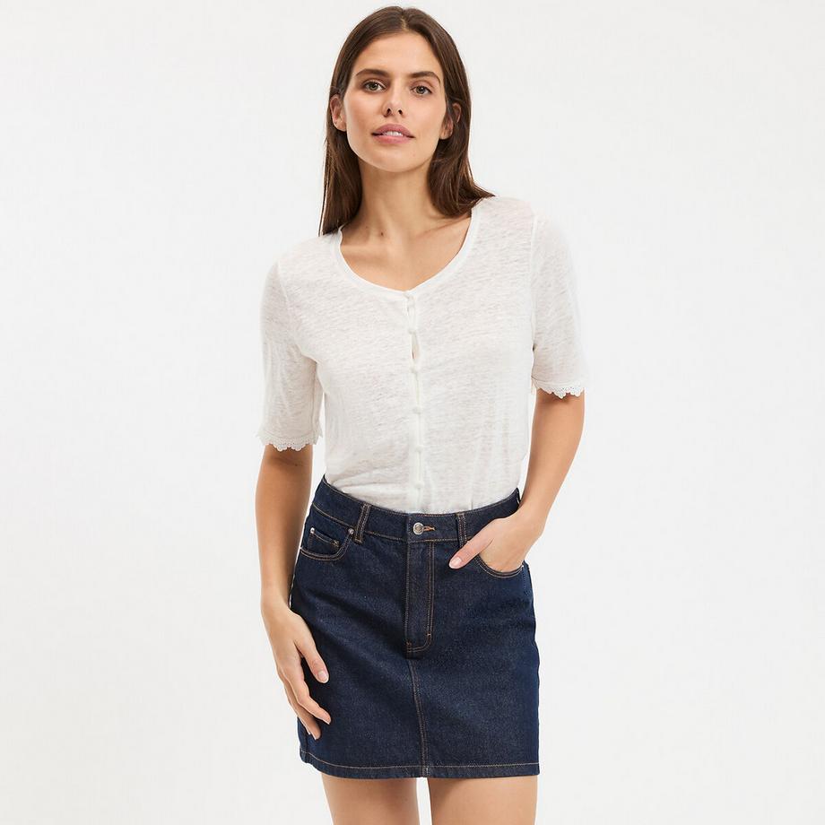 Tee shirt en lin manches courtes