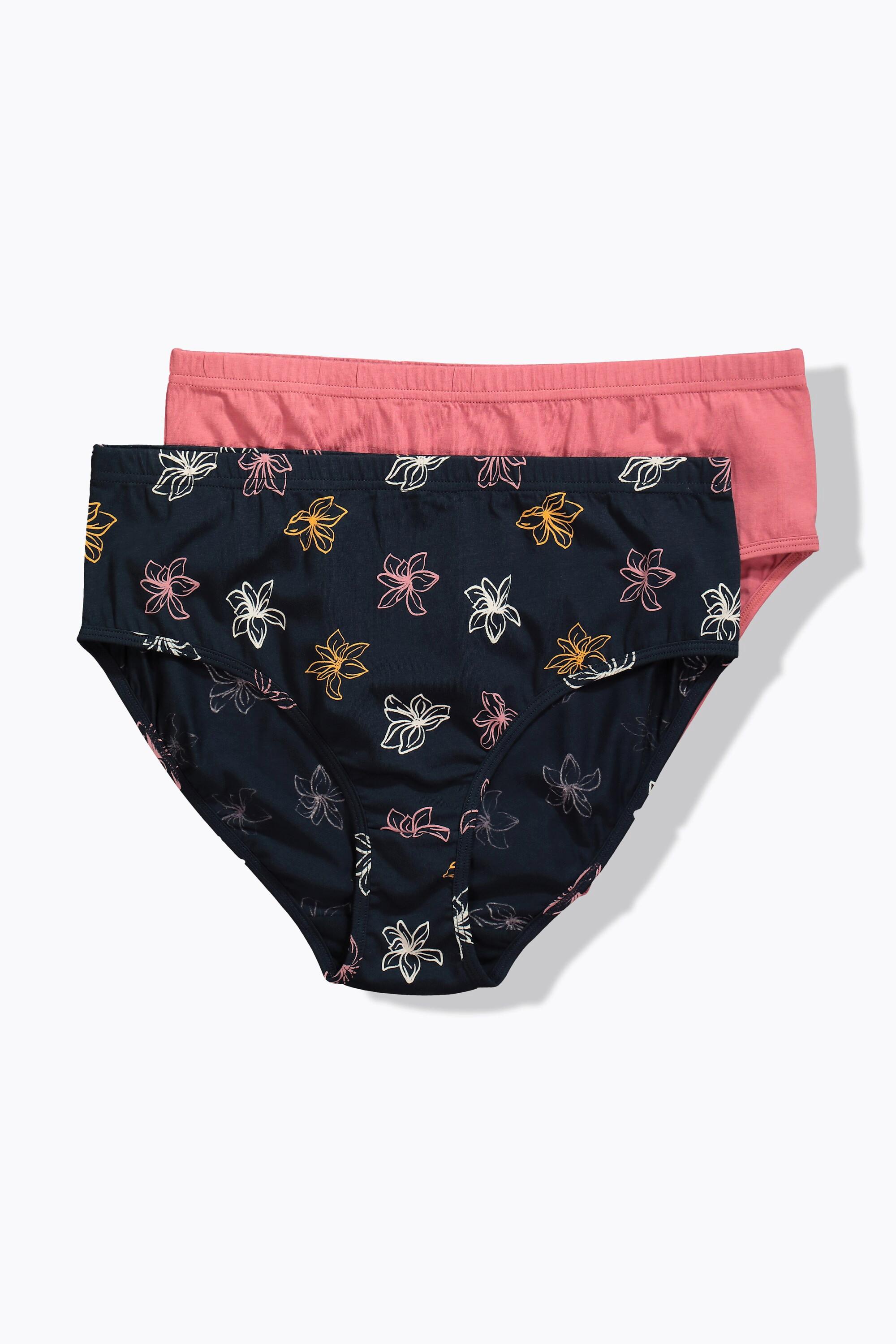Ulla Popken Lot De 2 Culottes Motif Floral Uni Coton Bio  