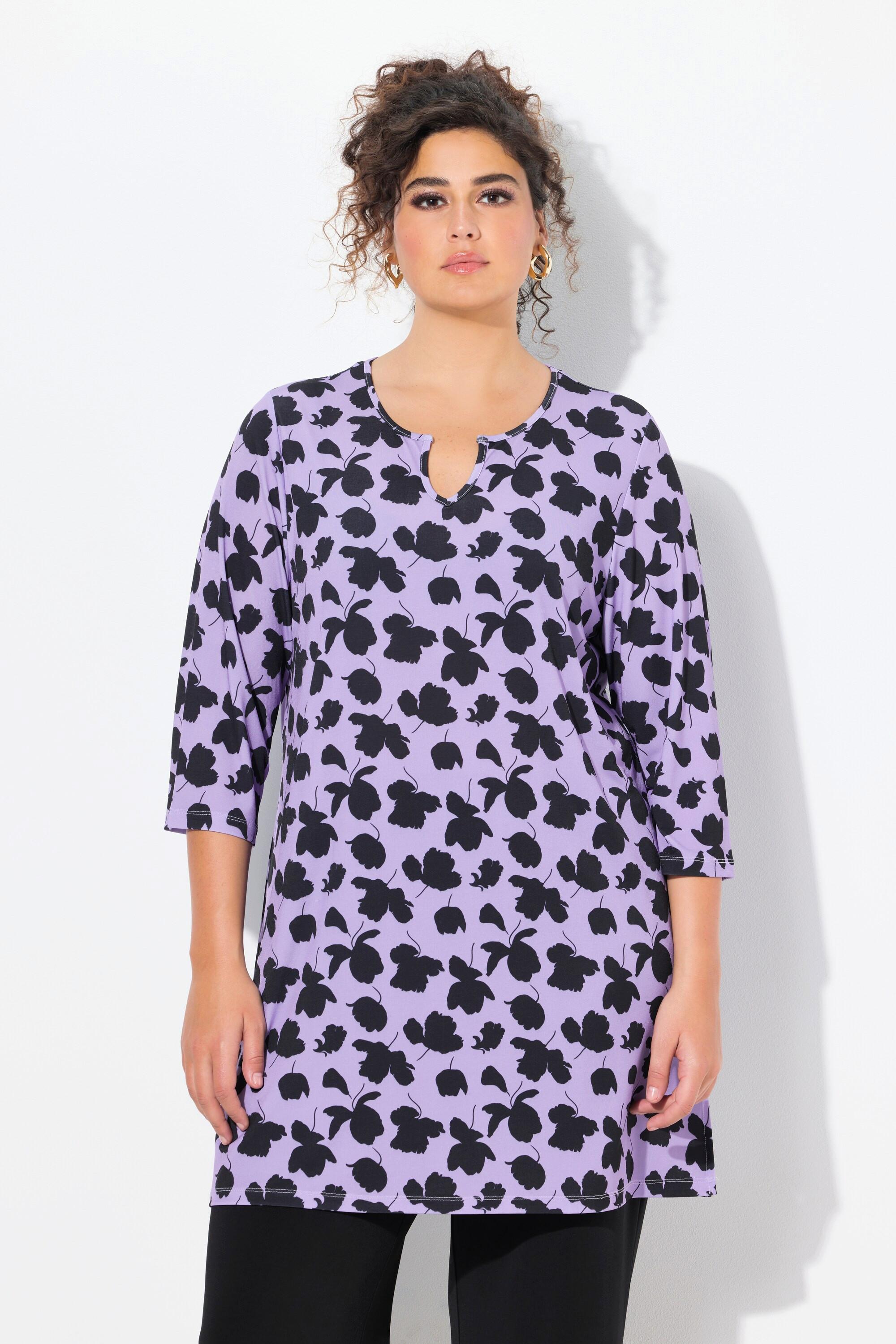 Ulla Popken  Longshirt, A-Linie, Tunika-Ausschnitt, 3/4-Arm 