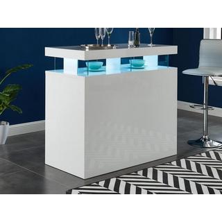 Vente-unique Meuble de bar avec LEDS en MDF blanc laqué - FABIO II  