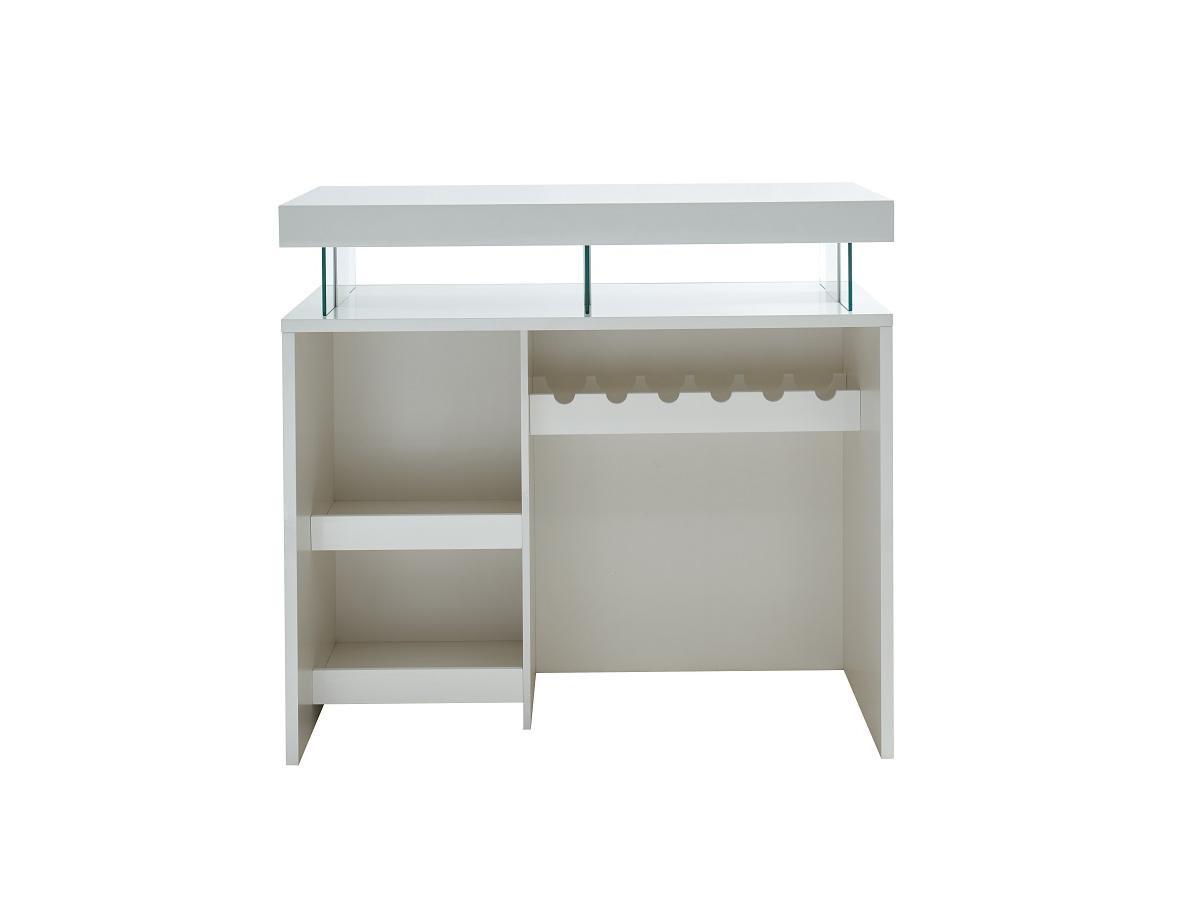 Vente-unique Meuble de bar avec LEDS en MDF blanc laqué - FABIO II  