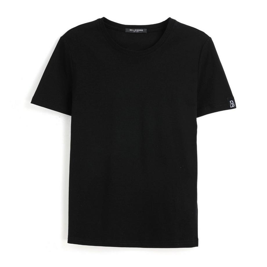 T-shirt girocollo in cotone, vestibilità slim, 160 g