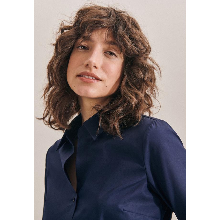 Seidensticker  Hemdbluse Uni Langarm Kragen 