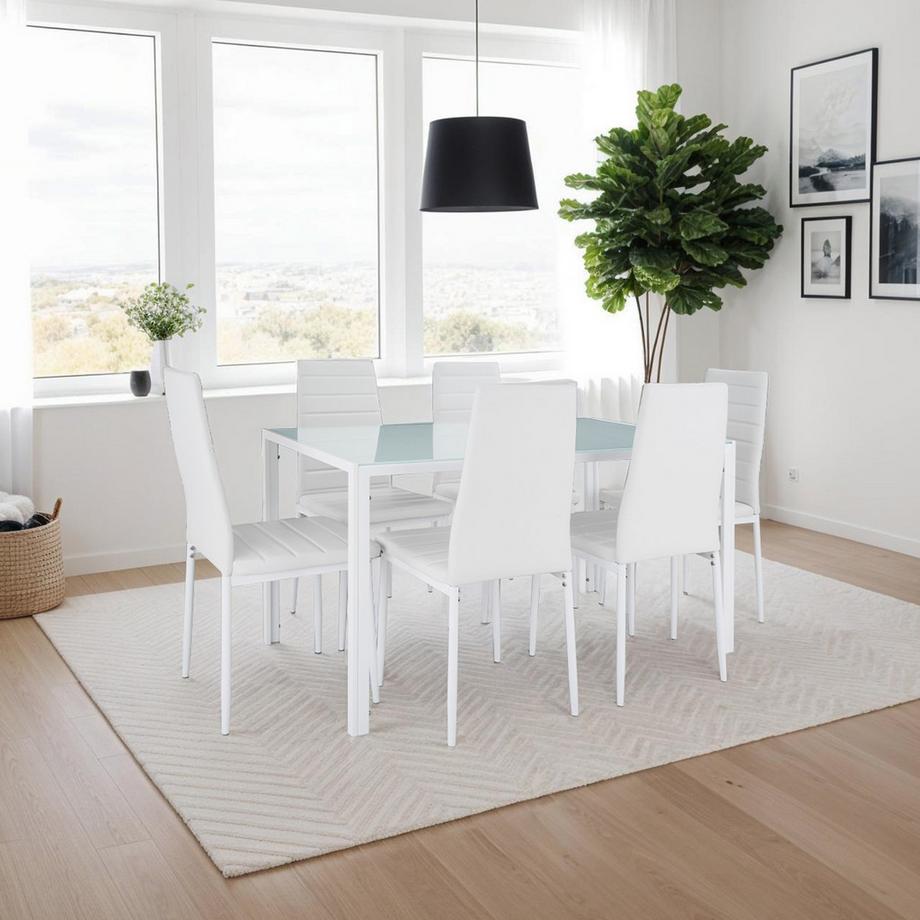 Tectake Ensemble de chaises de salle à manger THOMAS rembourrées avec revêtement aspect cuir  