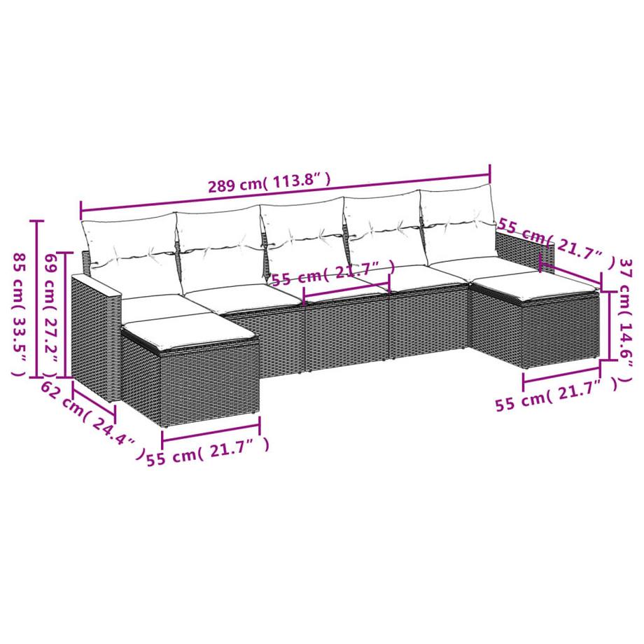 VidaXL Ensemble de canapés de jardin rotin synthétique  