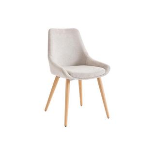 Vente-unique Lot de 6 chaises en tissu et hêtre - Beige - MASURIE  