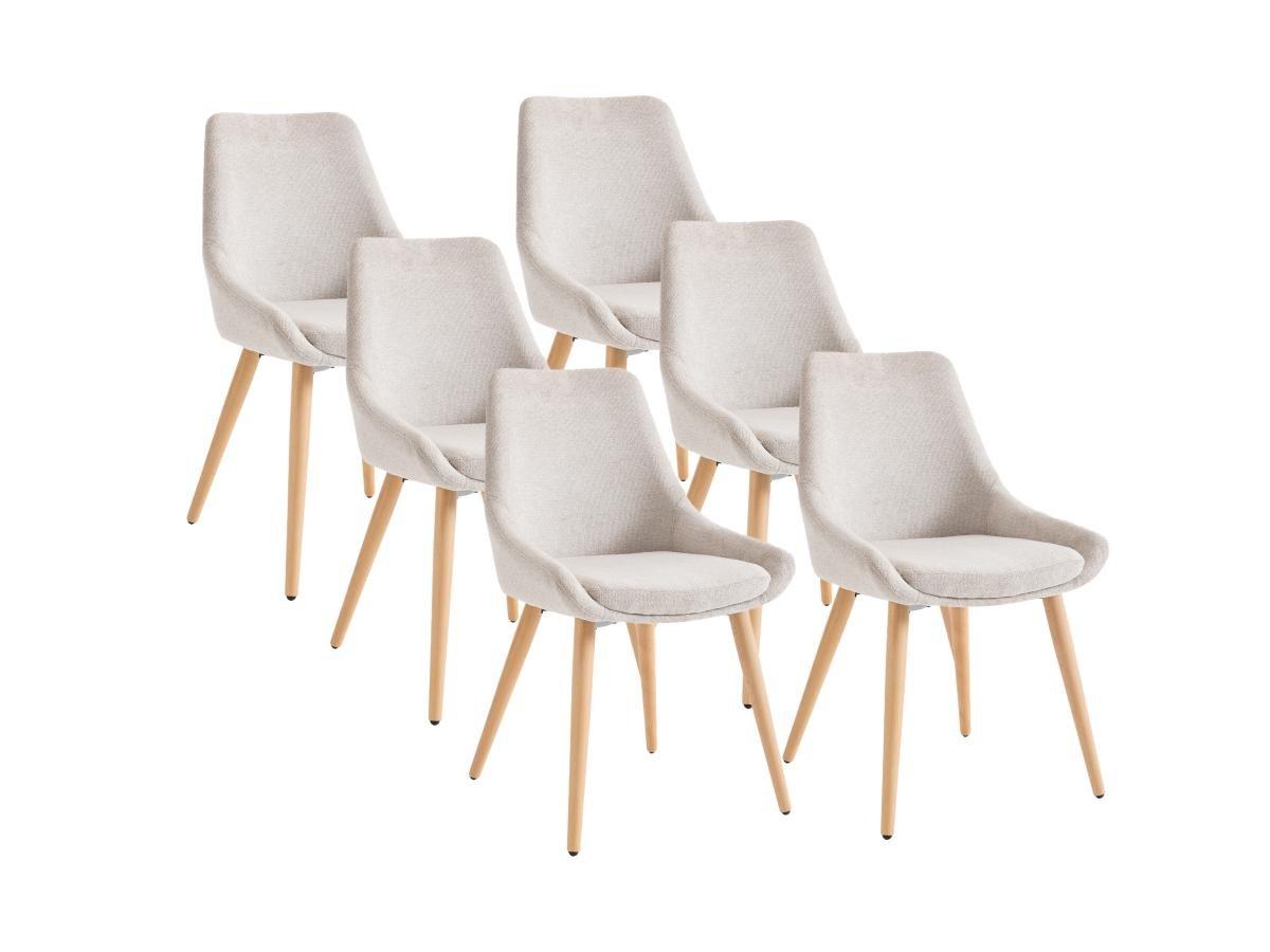 Vente-unique Lot de 6 chaises en tissu et hêtre - Beige - MASURIE  