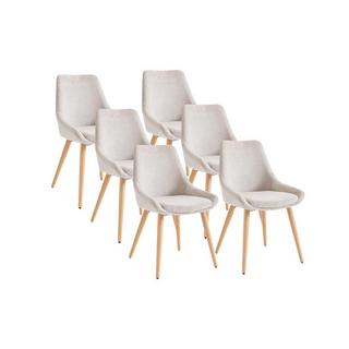 Vente-unique Lot de 6 chaises en tissu et hêtre - Beige - MASURIE  