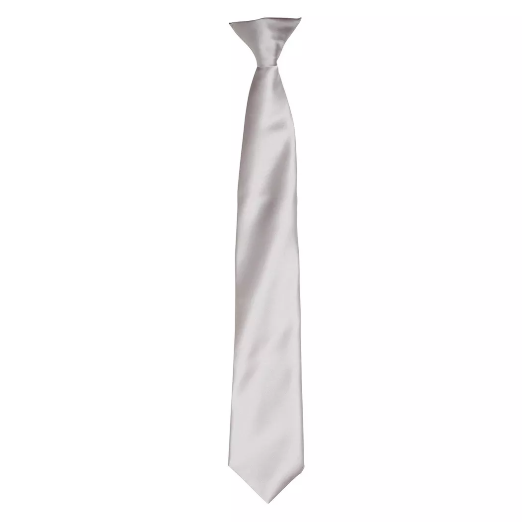 PREMIER - SatinKrawatte zum Anklipsen, für Herren, Silber, One Size