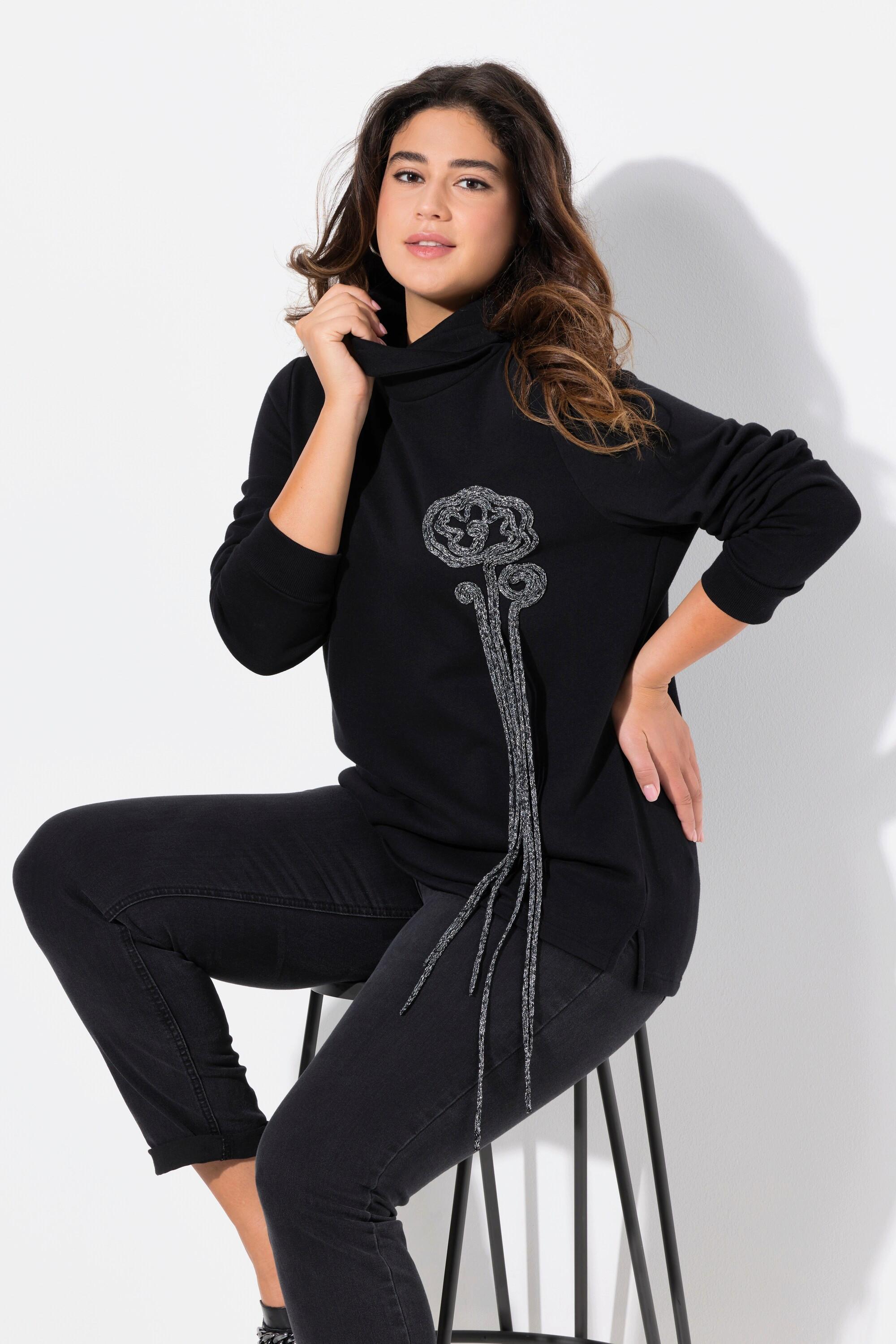 Ulla Popken  Sweatshirt, Blüten, Stehkragen, Langarm 