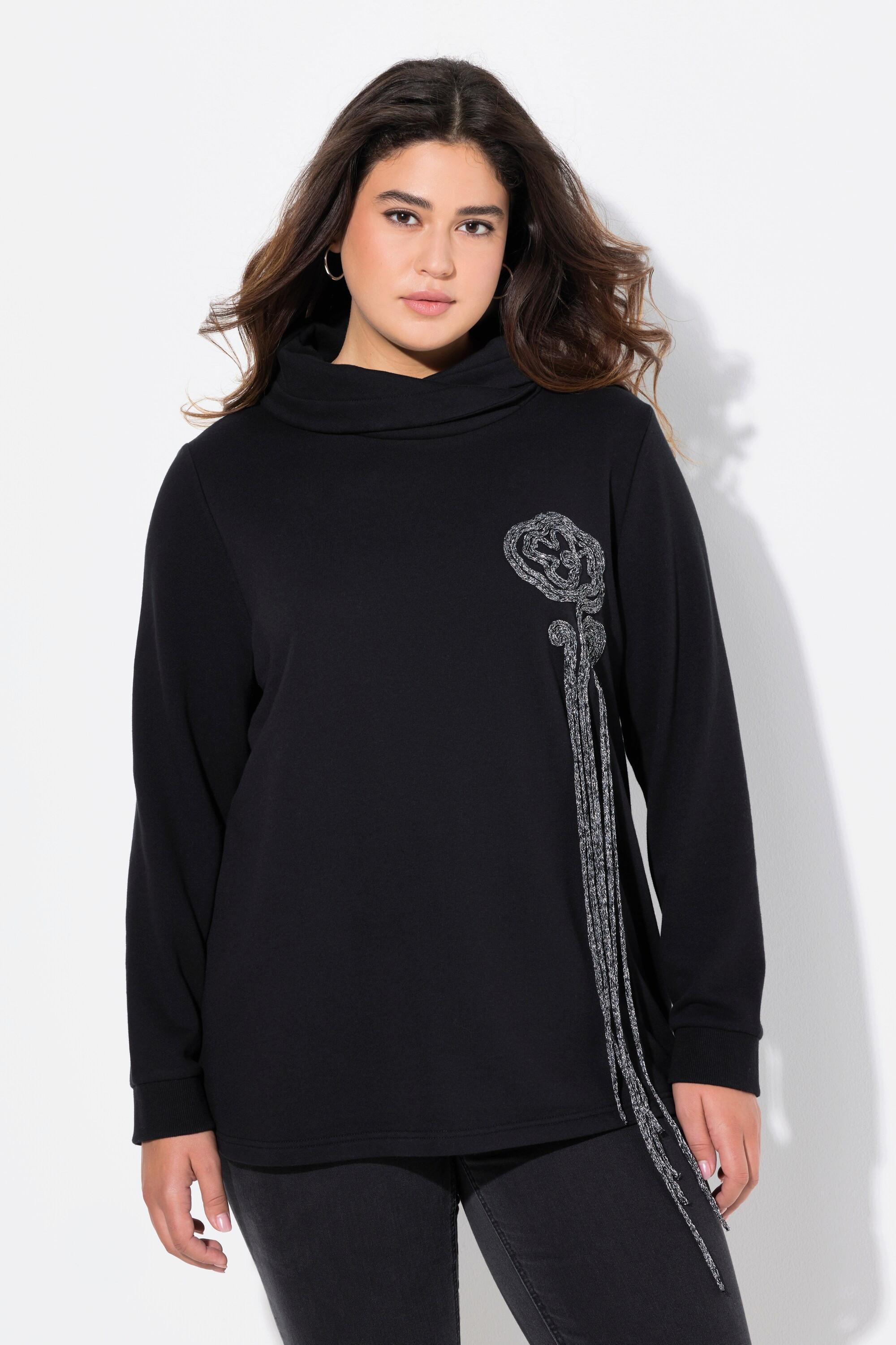 Ulla Popken  Sweatshirt, Blüten, Stehkragen, Langarm 