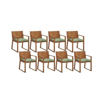 Lot de 8 chaises avec coussins en Acacia Traditionnel SASSARI