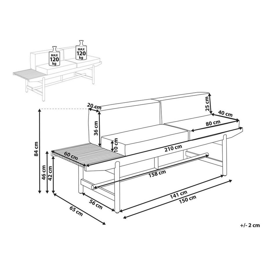 Beliani Gartenbank mit Auflage aus Akazienholz Rustikal GIAVENO  