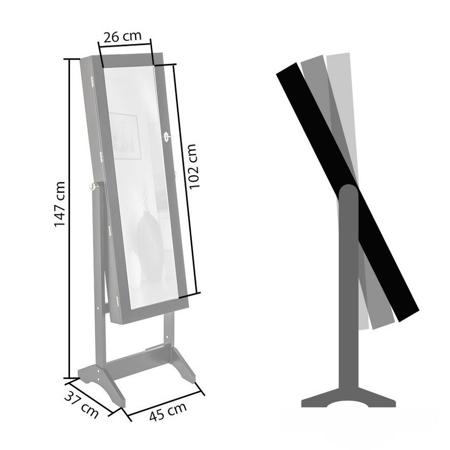 Tectake Schmuckschrank mit Spiegel, hochkant  