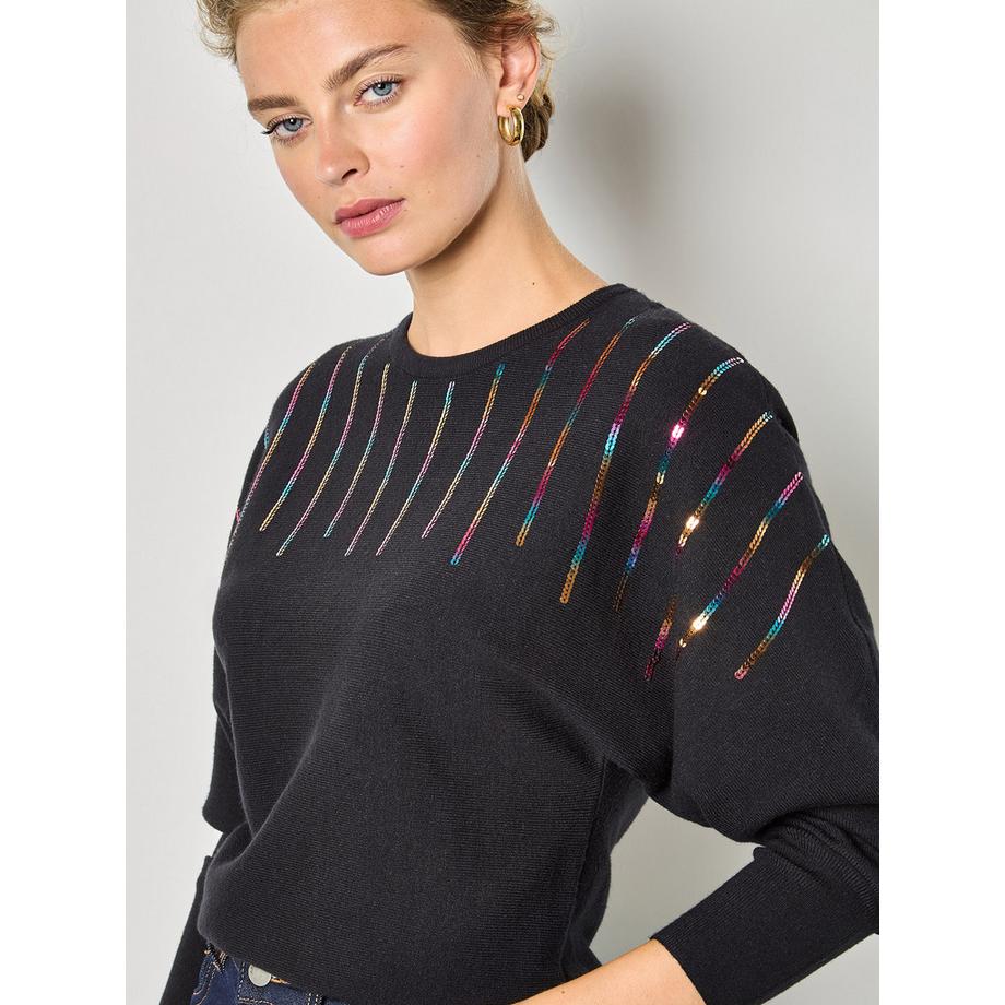 Regenbogen-Pailletten-Pullover