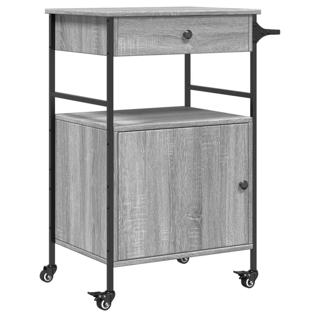 Chariot de cuisine sonoma gris 56x43x89,5 cm bois d ingénierie