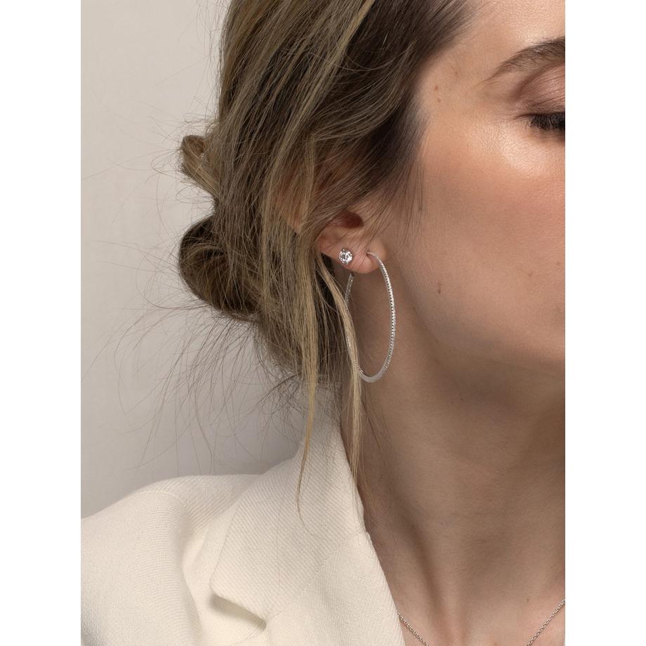 PHANTASYA  Creolen mit Zirkonia mittel 1432 Rhodiniert 