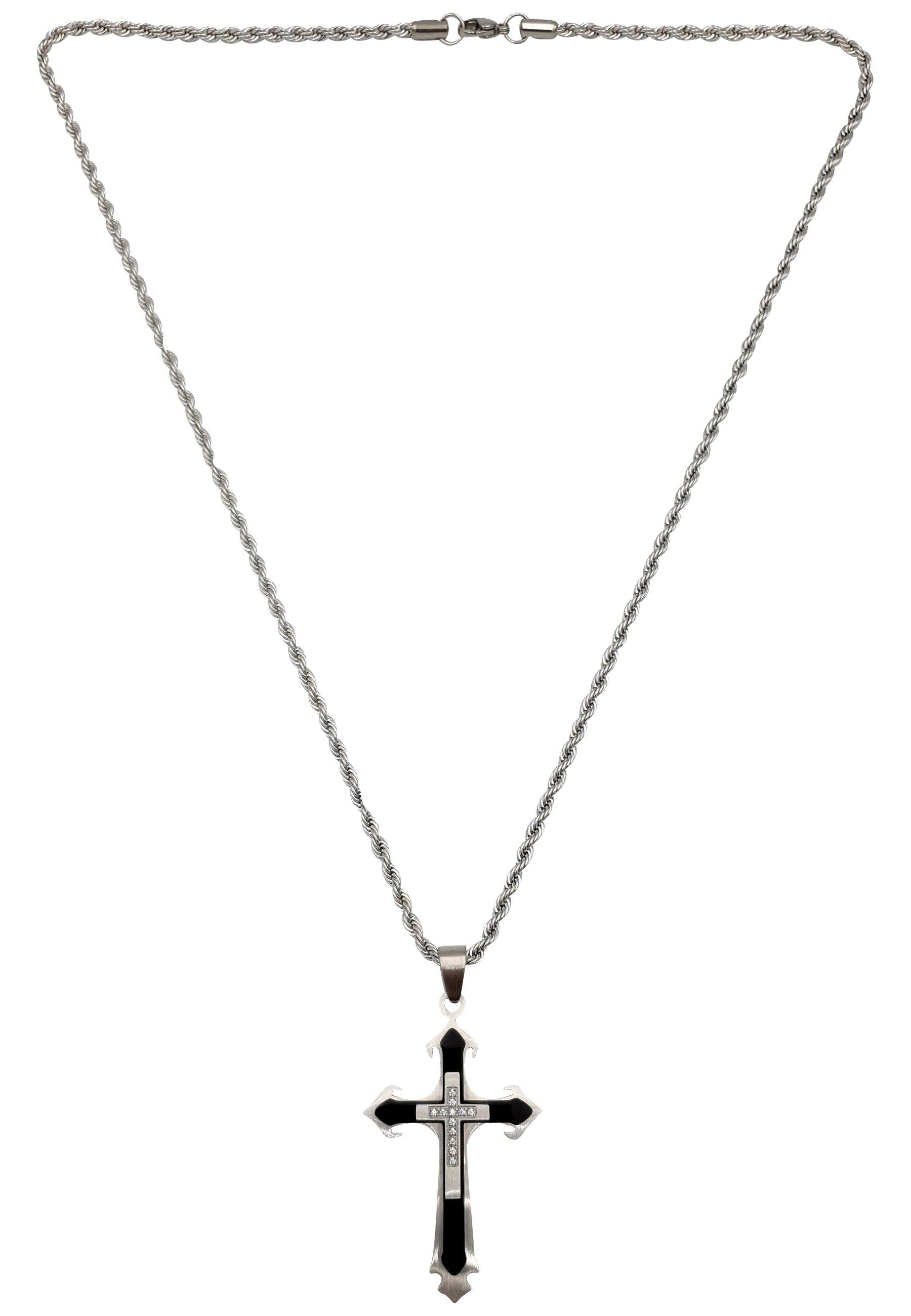 HEBE JEWELS  Kreuz Kette Edelstahl & Zirkonia 