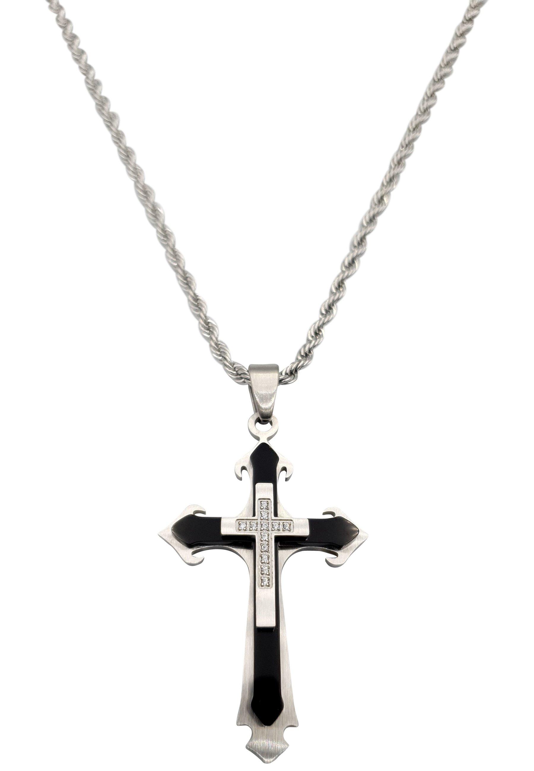 HEBE JEWELS  Kreuz Kette Edelstahl & Zirkonia 