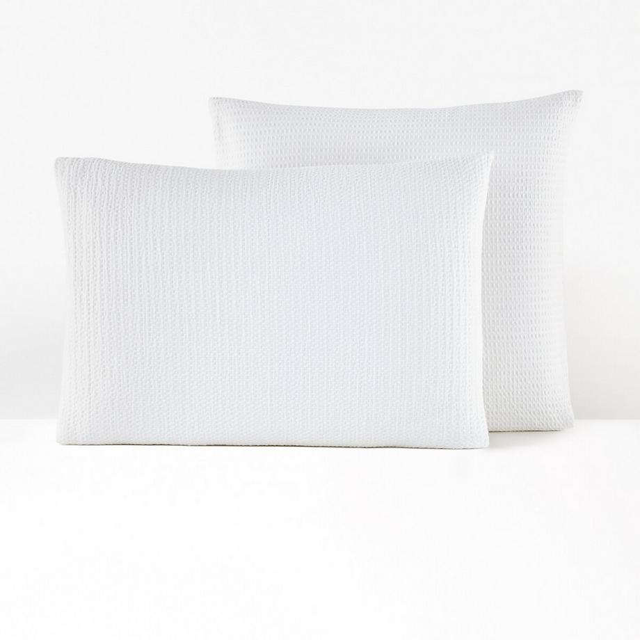 Taie d'oreiller coton lavé nid d'abeille