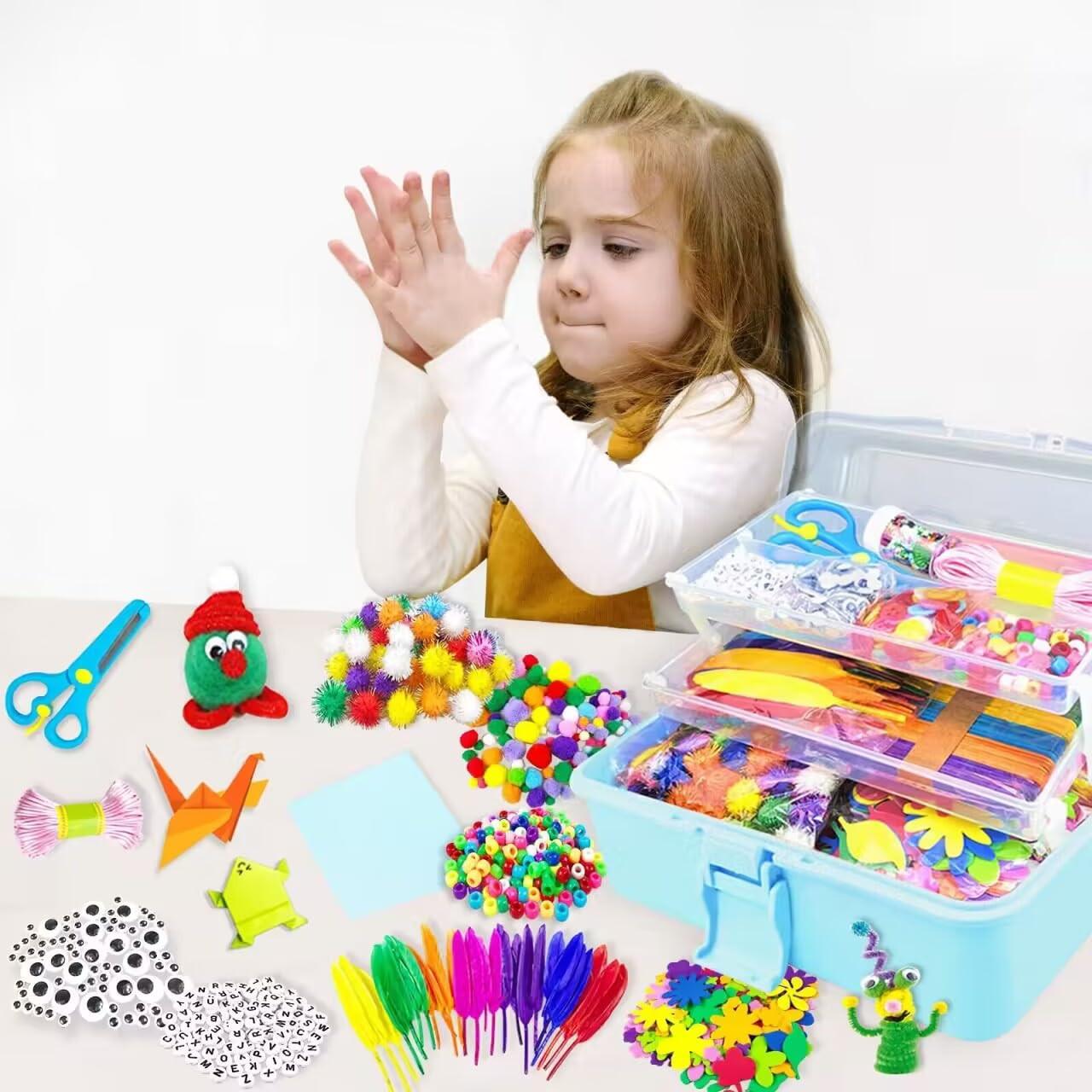 Activity-board  3000 pièces kit de bricolage enfants bricolage fournitures pour bricolage pipe cleaners googly eyes beads creative 