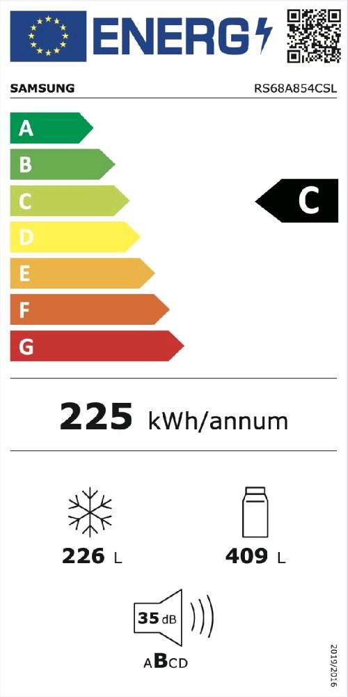 SAMSUNG RS68A854CSL - Kühlschrank mit side-by-side-gefrierfach - ohne wasseranschluss, 635 l, C  