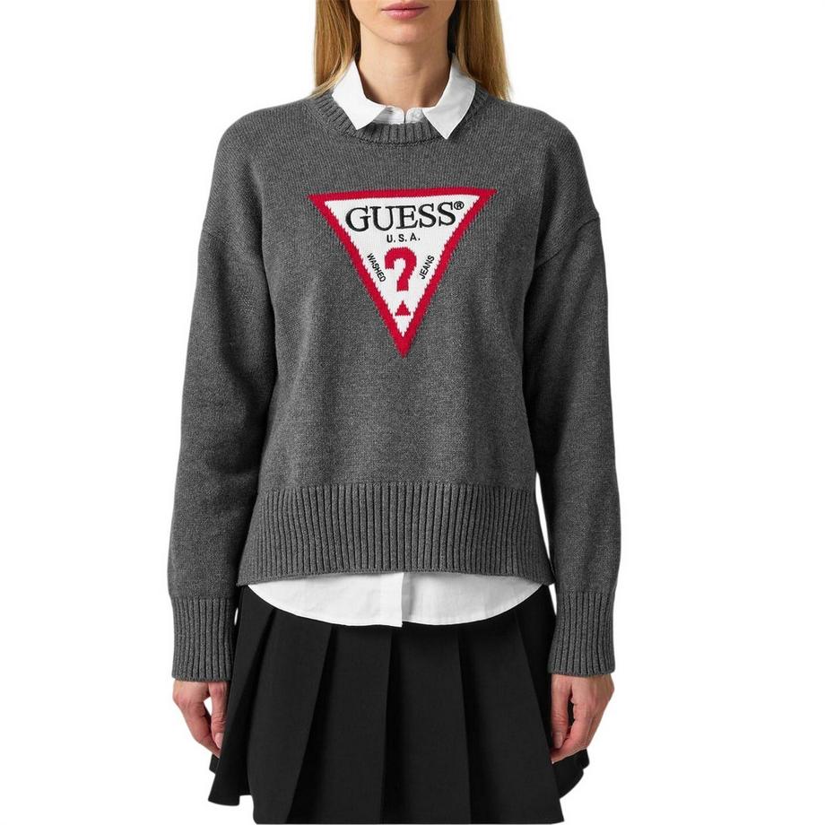 GUESS Maglione Regolare Lavorato A Maglia Girocollo  