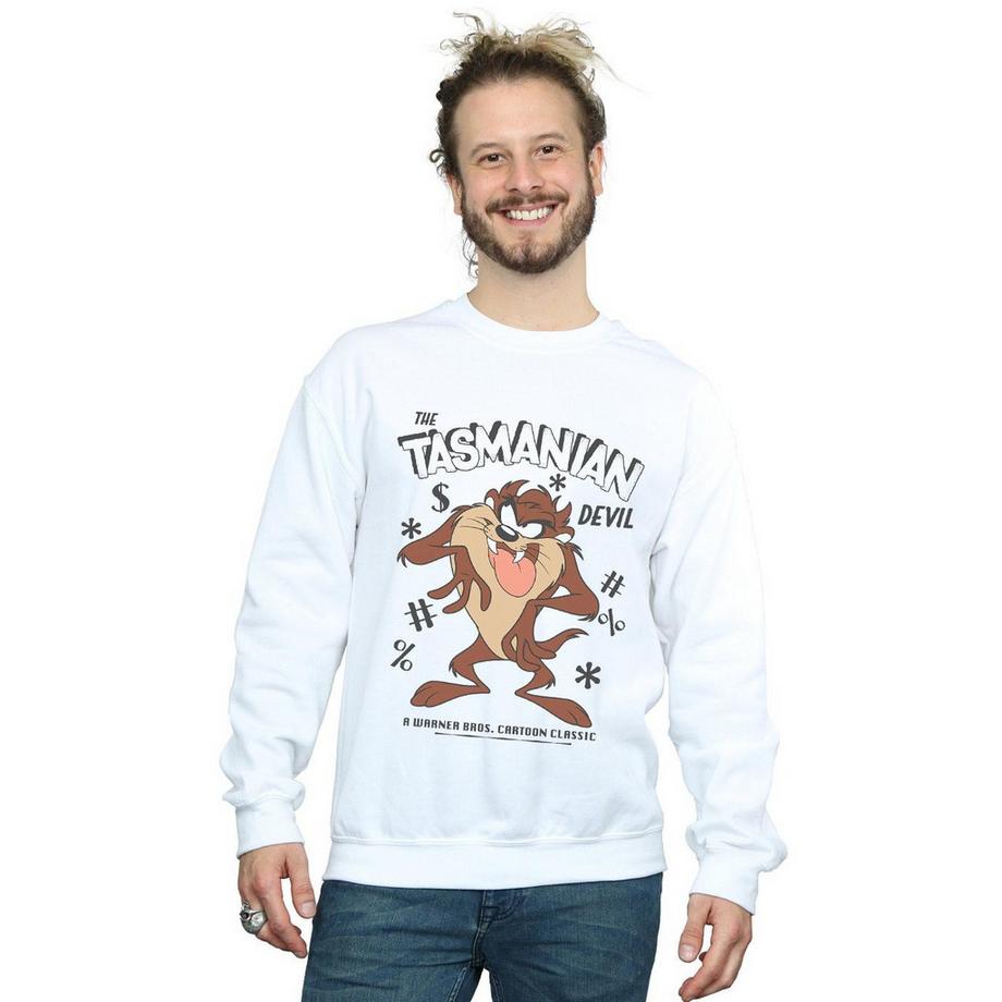 LOONEY TUNES Tasmanian Devil Sweatshirt Col Rond Vintage  