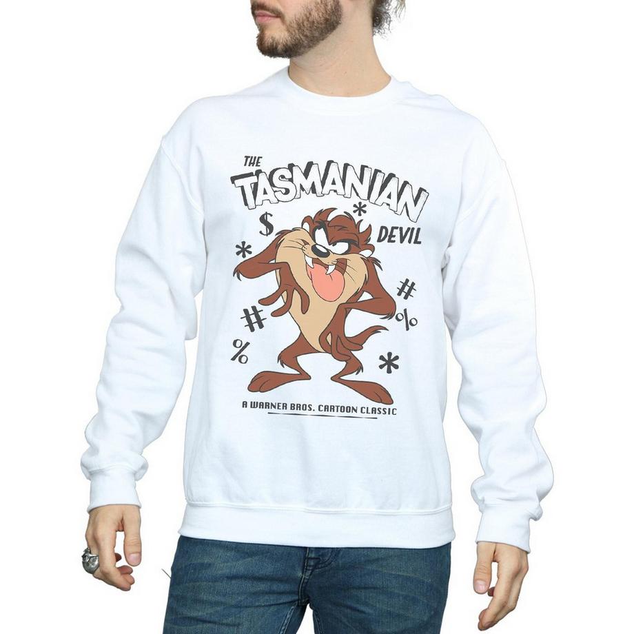 LOONEY TUNES Tasmanian Devil Sweatshirt Col Rond Vintage  