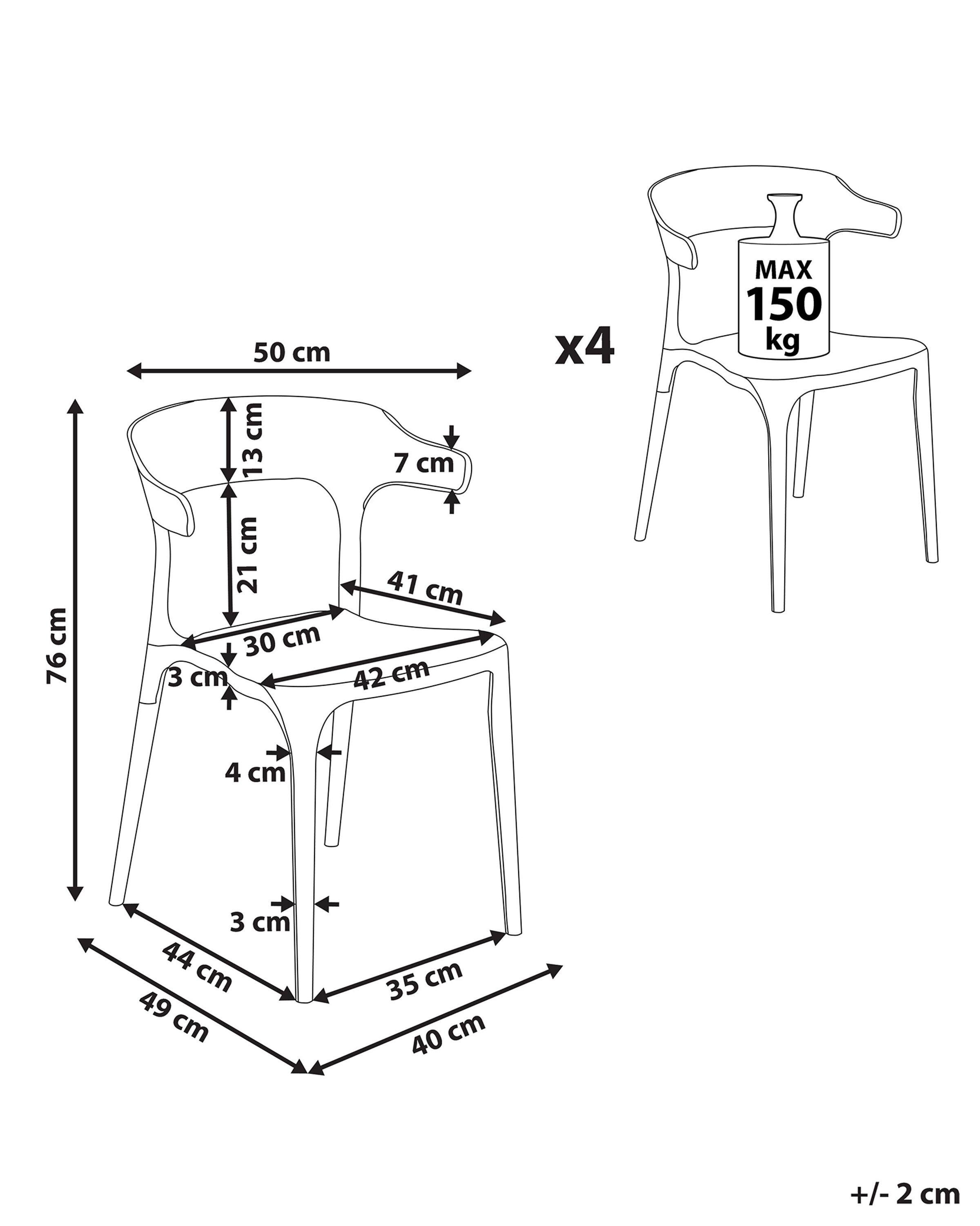 Beliani Lot de 4 chaises en Polypropylène Moderne GUBBIO  