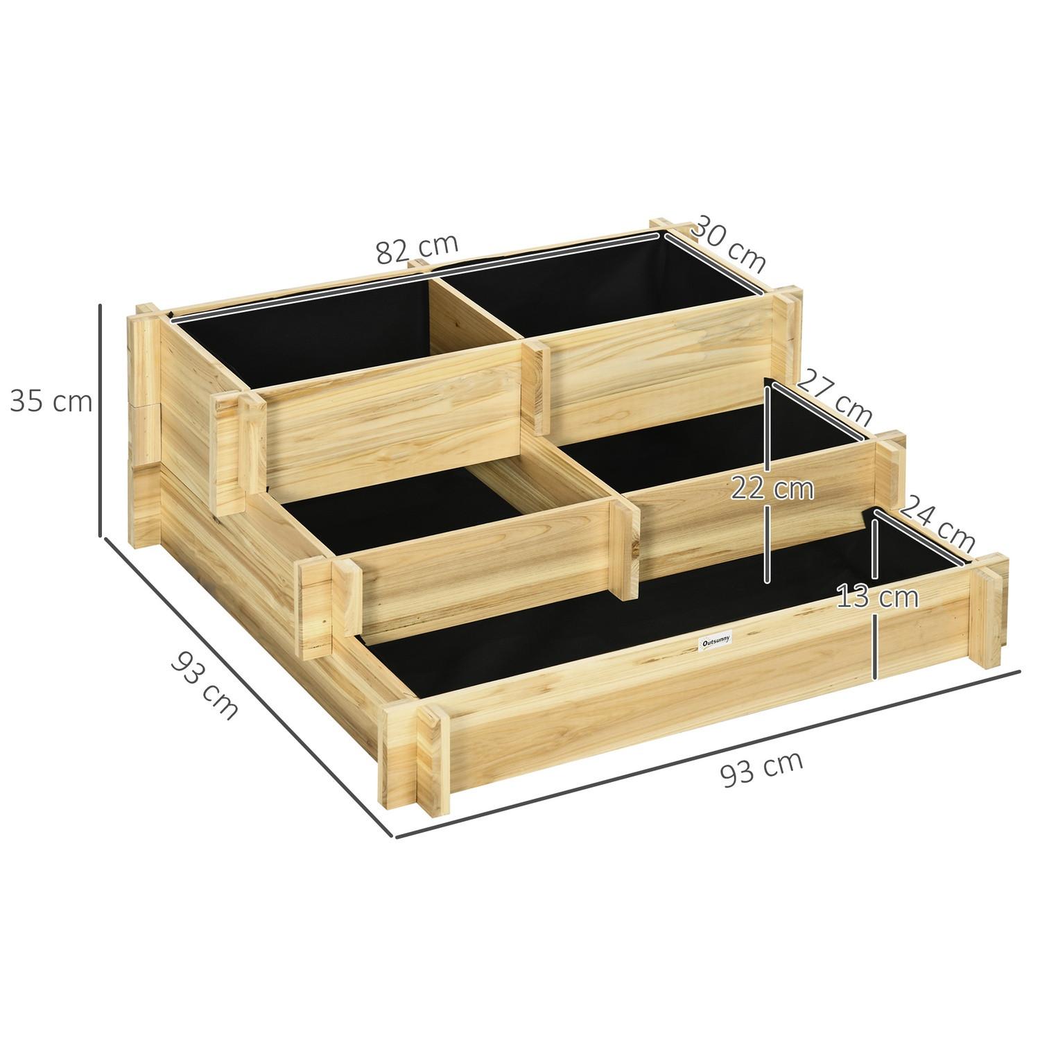 Northio Aiuola Rialzata A 3 Livelli Fioriera Per Piante Con Rivestimento In Tessuto Aiuola Per Erbe Scale Per Balcone Giardino In Legno Naturale 93 X 93 X 35 Cm  