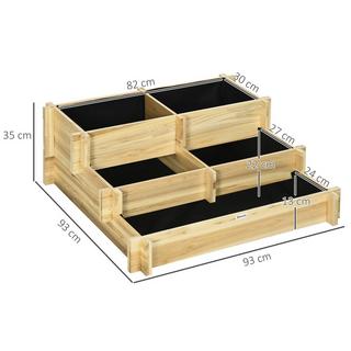 Northio Aiuola Rialzata A 3 Livelli Fioriera Per Piante Con Rivestimento In Tessuto Aiuola Per Erbe Scale Per Balcone Giardino In Legno Naturale 93 X 93 X 35 Cm  