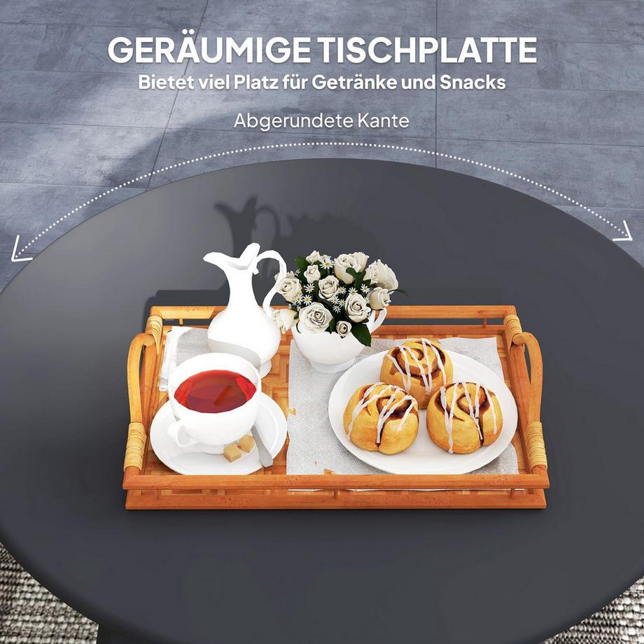 Northio Beistelltisch Balkontisch aus Metall Rund Kaffeetisch wetterfest Gartentisch pflegeleicht Sofatisch Outdoor Tisch für Balkon Garten Terrasse Veranda Wohnzimmer Ø70 x 42H cm Schwarz Aosom  