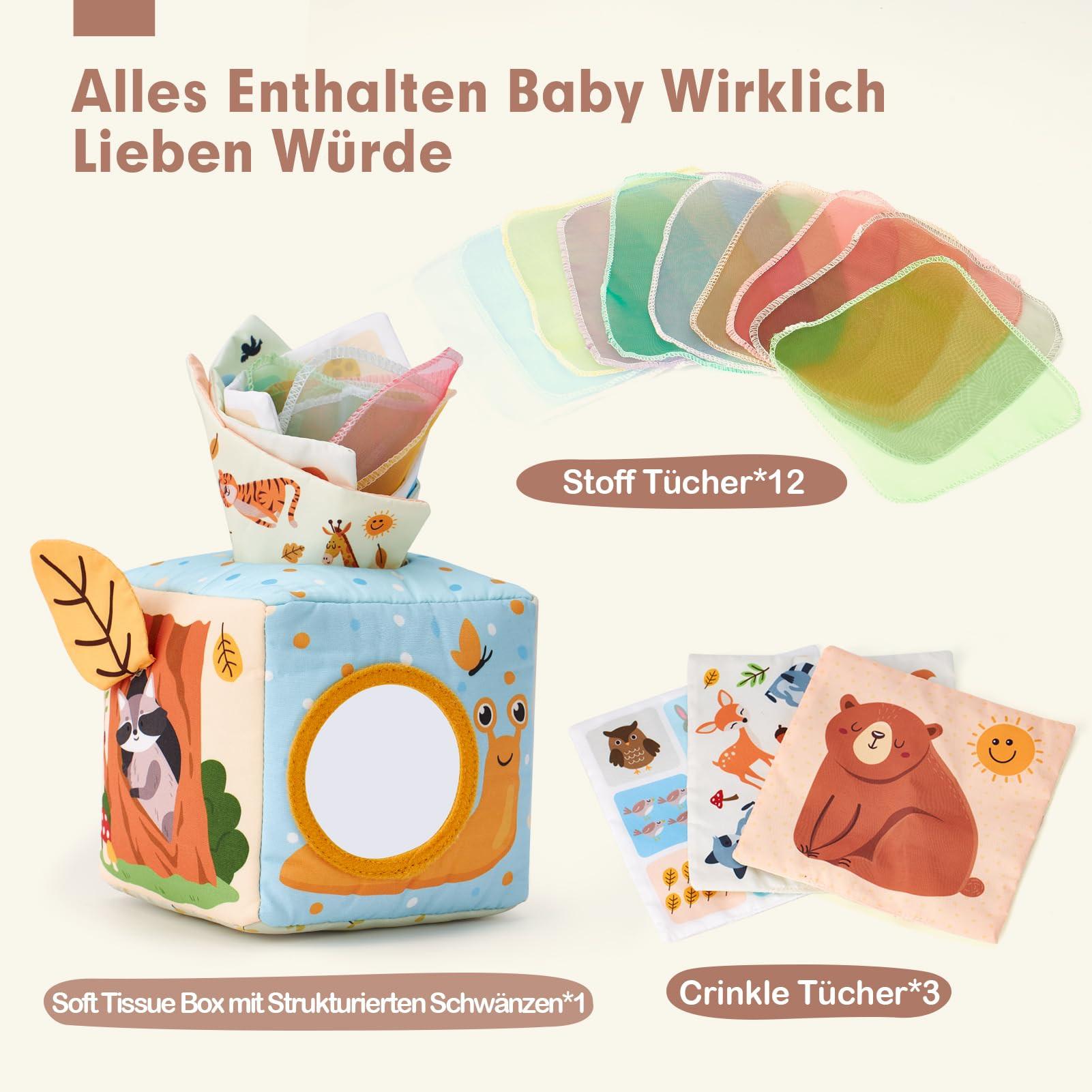 Activity-board  Tissue Box Toy Sensory, Tissue Tücher kontrastierenden Farben Learning Sensory 