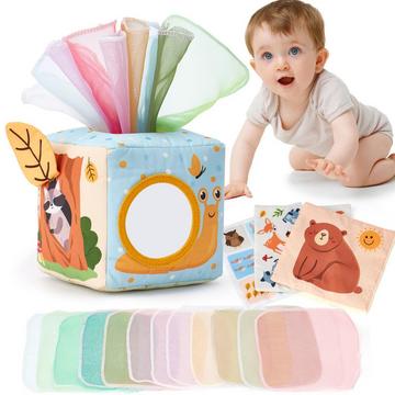 Tissue Box Toy Sensory, Tissue Tücher kontrastierenden Farben Learning Sensory