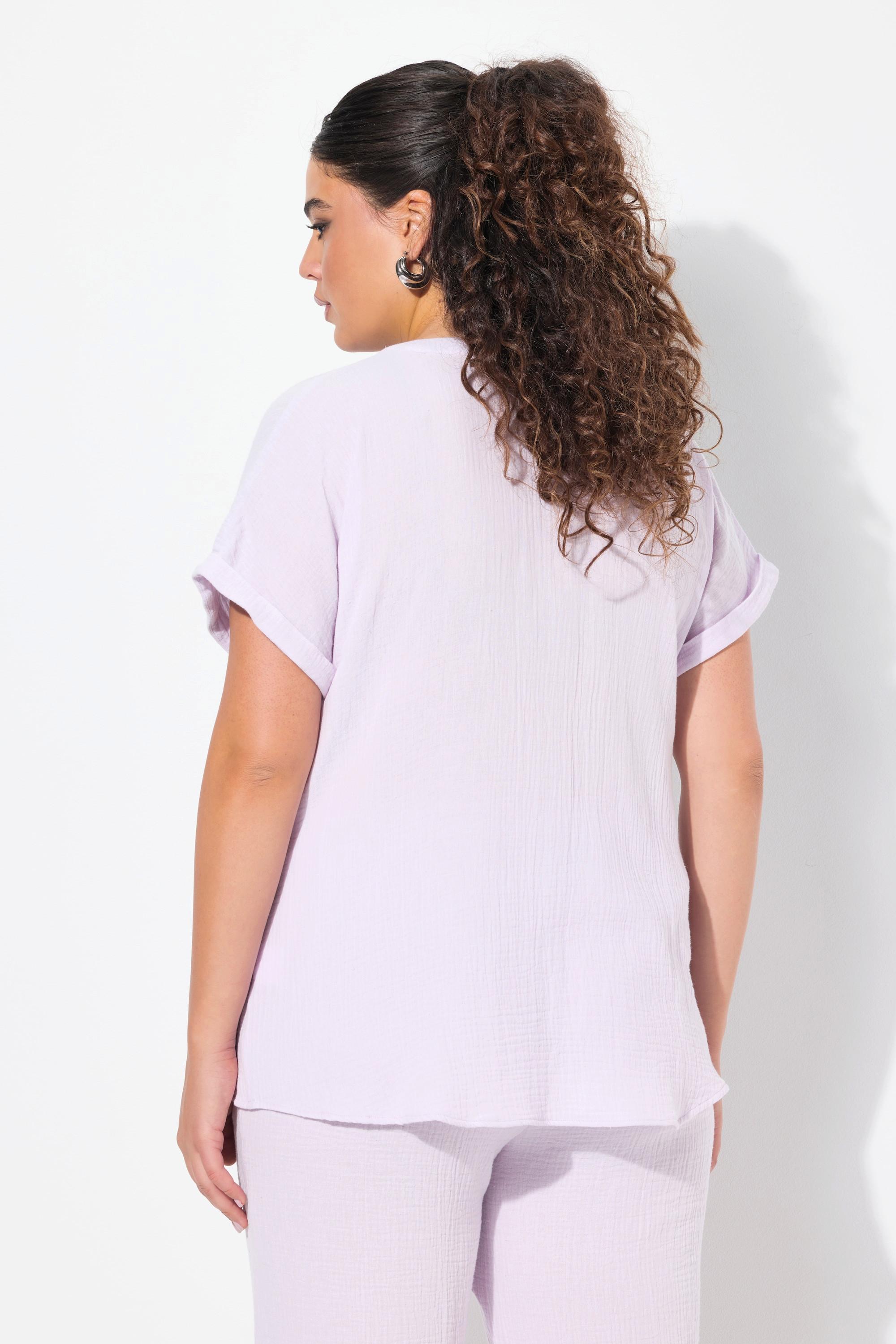 Ulla Popken Blusa Tunica Oversize in Mussola Mezza Manica  