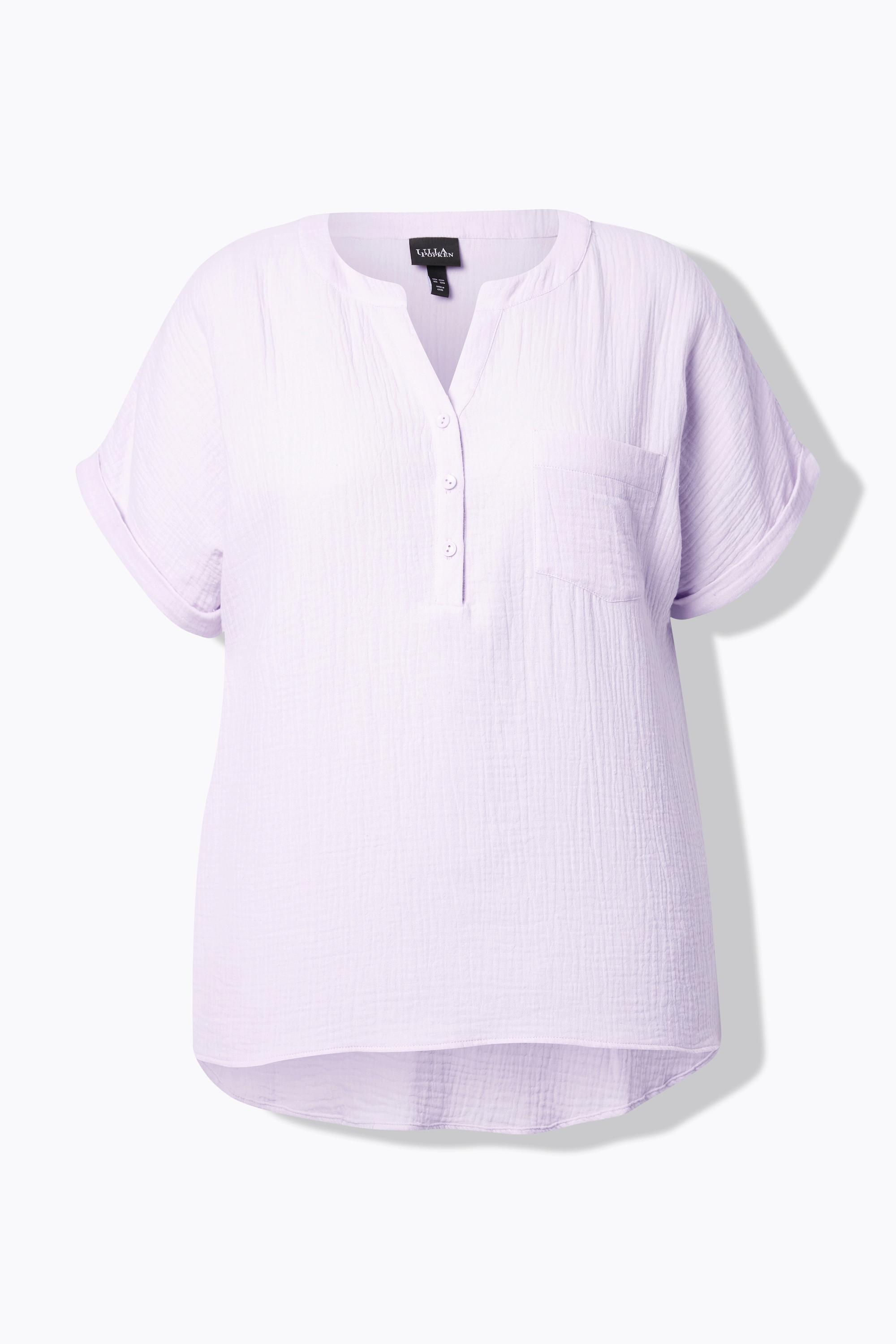 Ulla Popken Blusa Tunica Oversize in Mussola Mezza Manica  