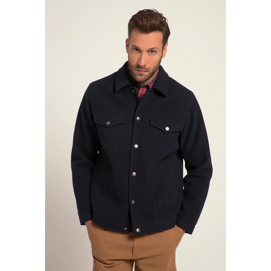 JP1880 Veste esprit camionneur aspect lainage boutons pression poches à rabat  